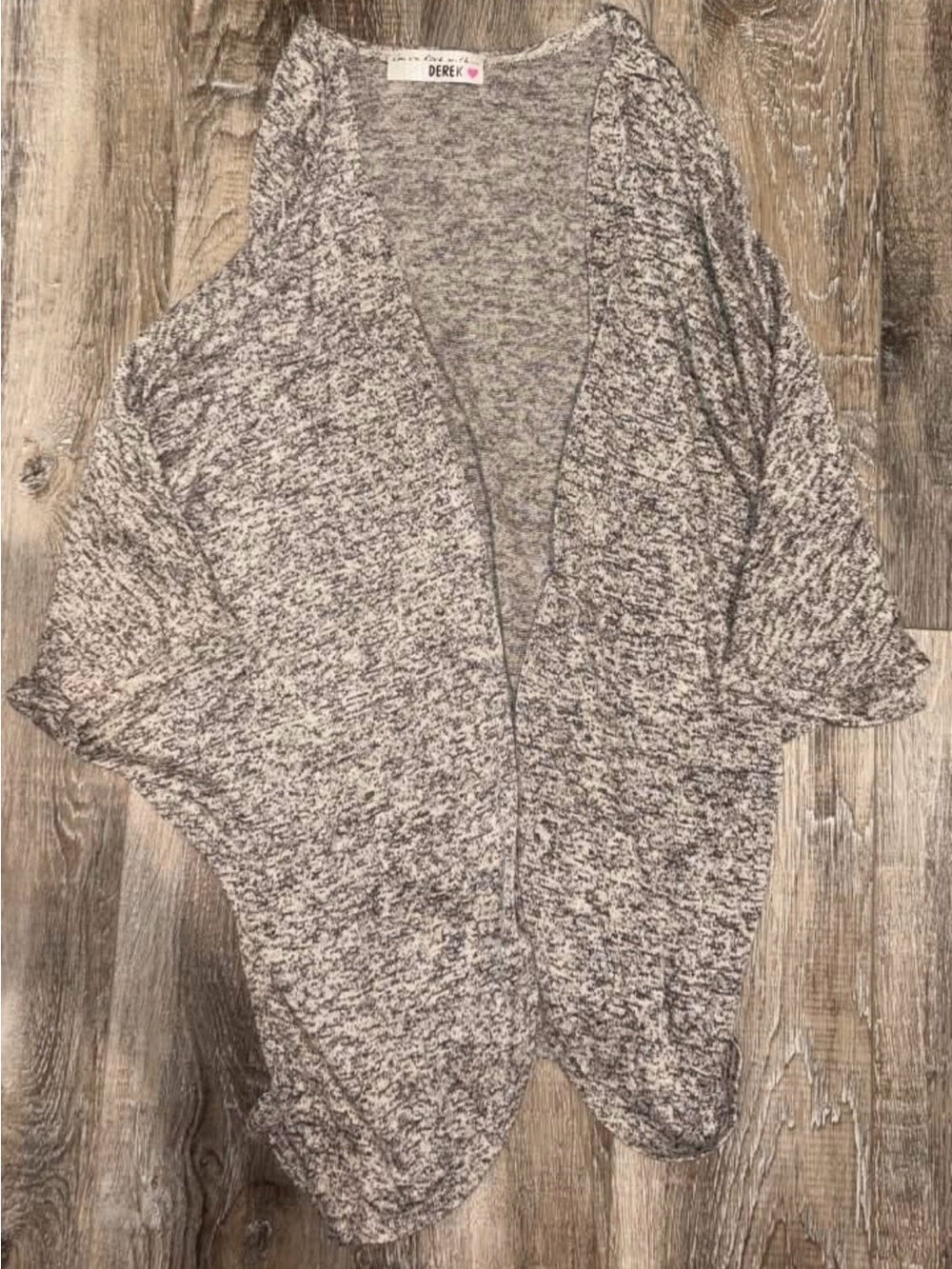 Derek Heart Heather Beige Open-Front Draped Cardigan